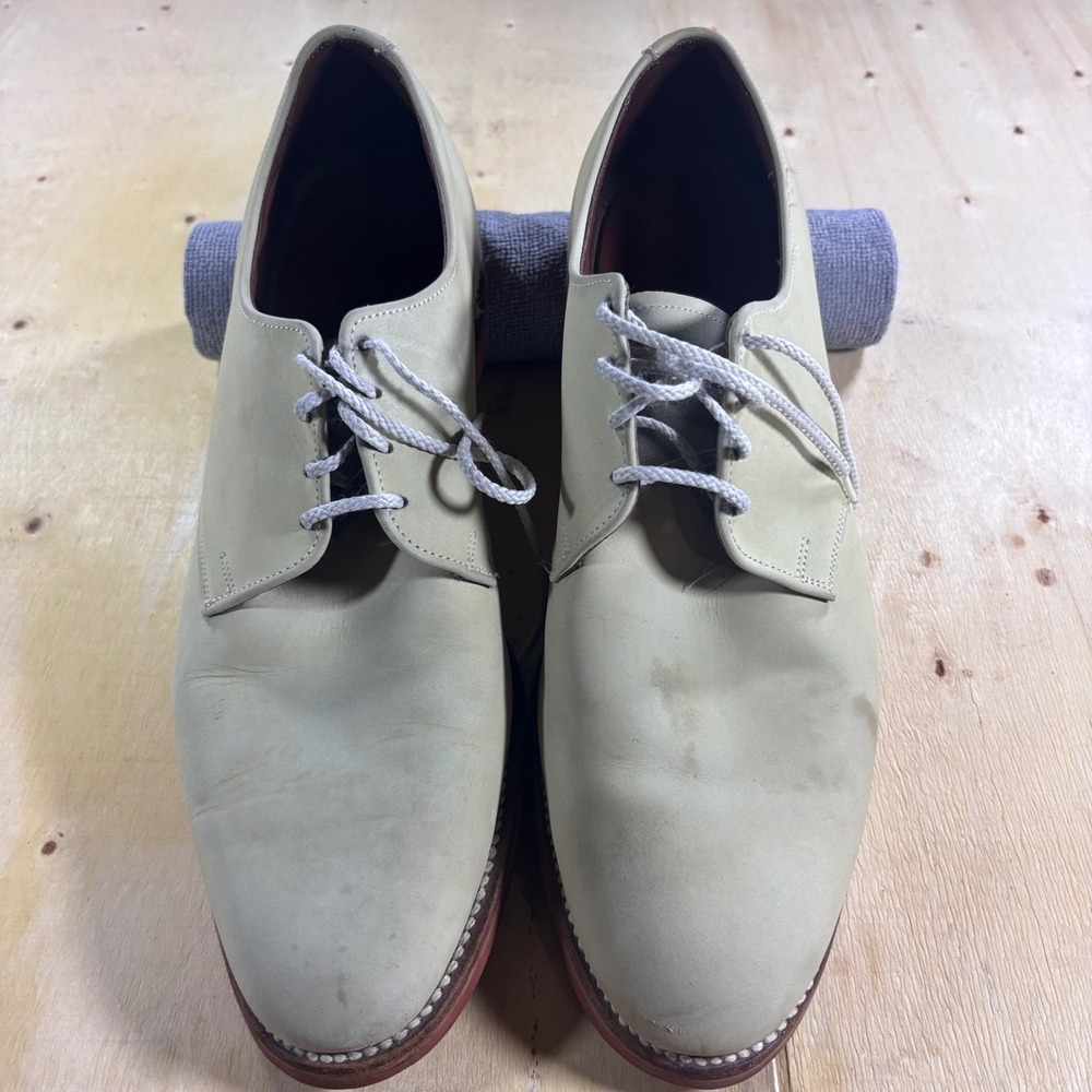 Allen Edmonds Yale Mens 13 AAA Bone Nubuck Derby Shoes Vibram Sole 3321 USA